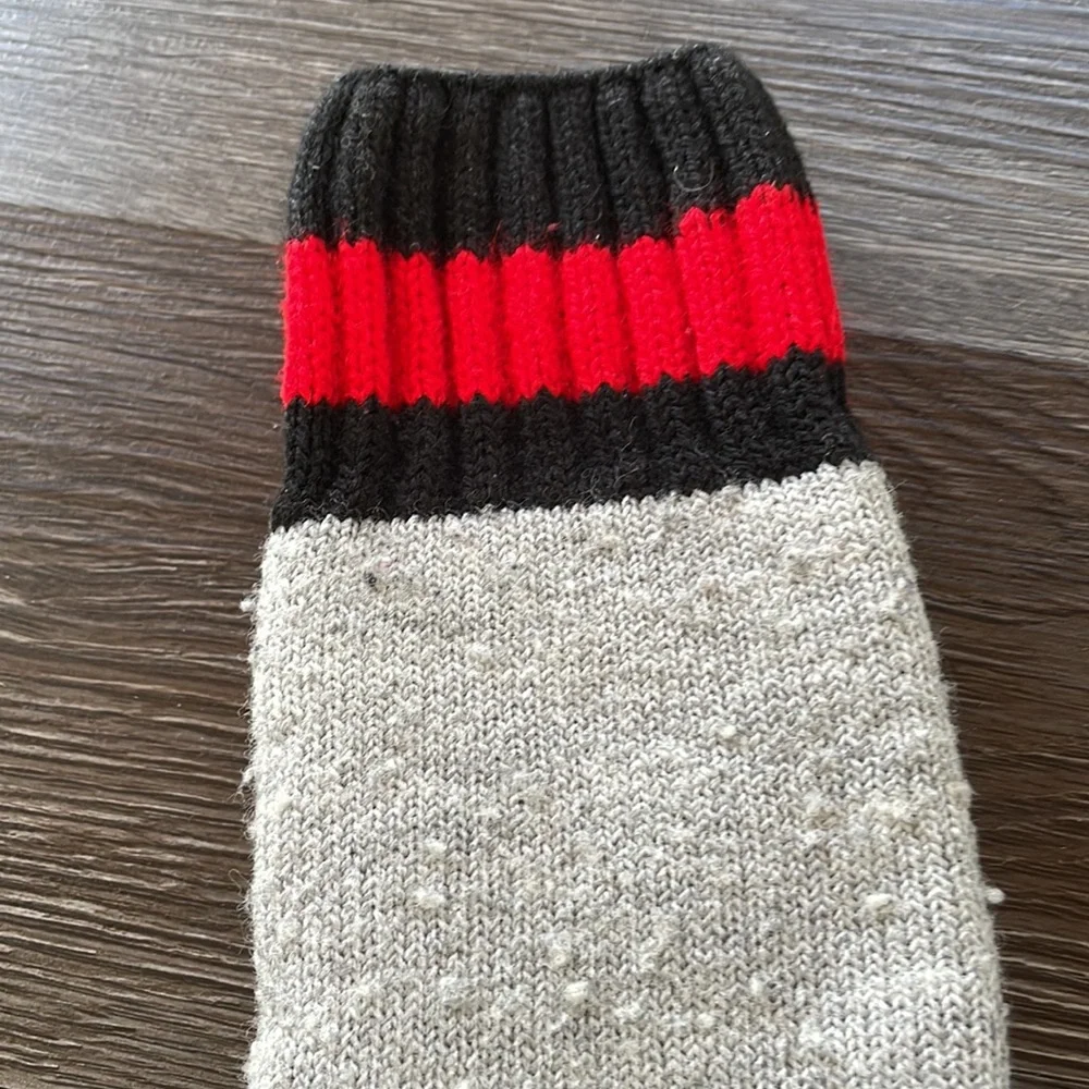 Youth Winter Socks Two Pairs Gray with Black & Red Stripe